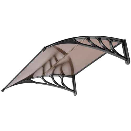 VIVOHOME Polycarbonate Window Door Awning Spliced Canopy Brown with Black Bracket 40 Inch x 40 Inch