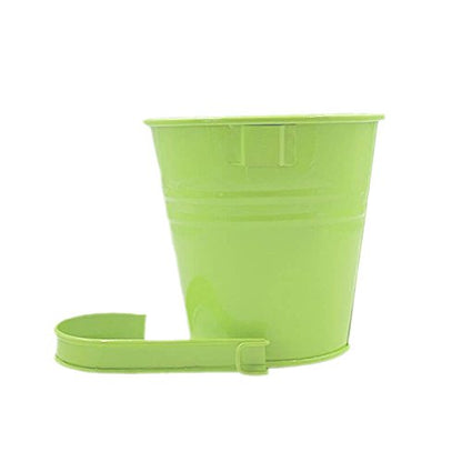 KINGLAKE Flower Pots,10 Pcs Metal Iron Hanging Flower Plant Pots Balcony Garden Plant Planter Baskets Fence Bucket Pot 4'' Flower Holders with Detachable Hook