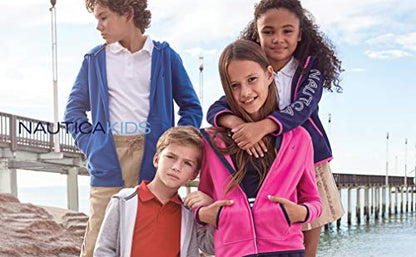 Nautica Boys' School Uniform Polar Fleece Zip-Up Hoodie, Navy, X-Large(18/20)