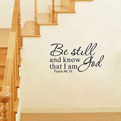 Be Still and Know That I am God Psalm 46:10 Wall Decal Bible Scripture Vinyl Stickers, Removable Religious Art DIY Inspirational Quotes Sticker Mural for Bedroom Living Room Office Home Decoration