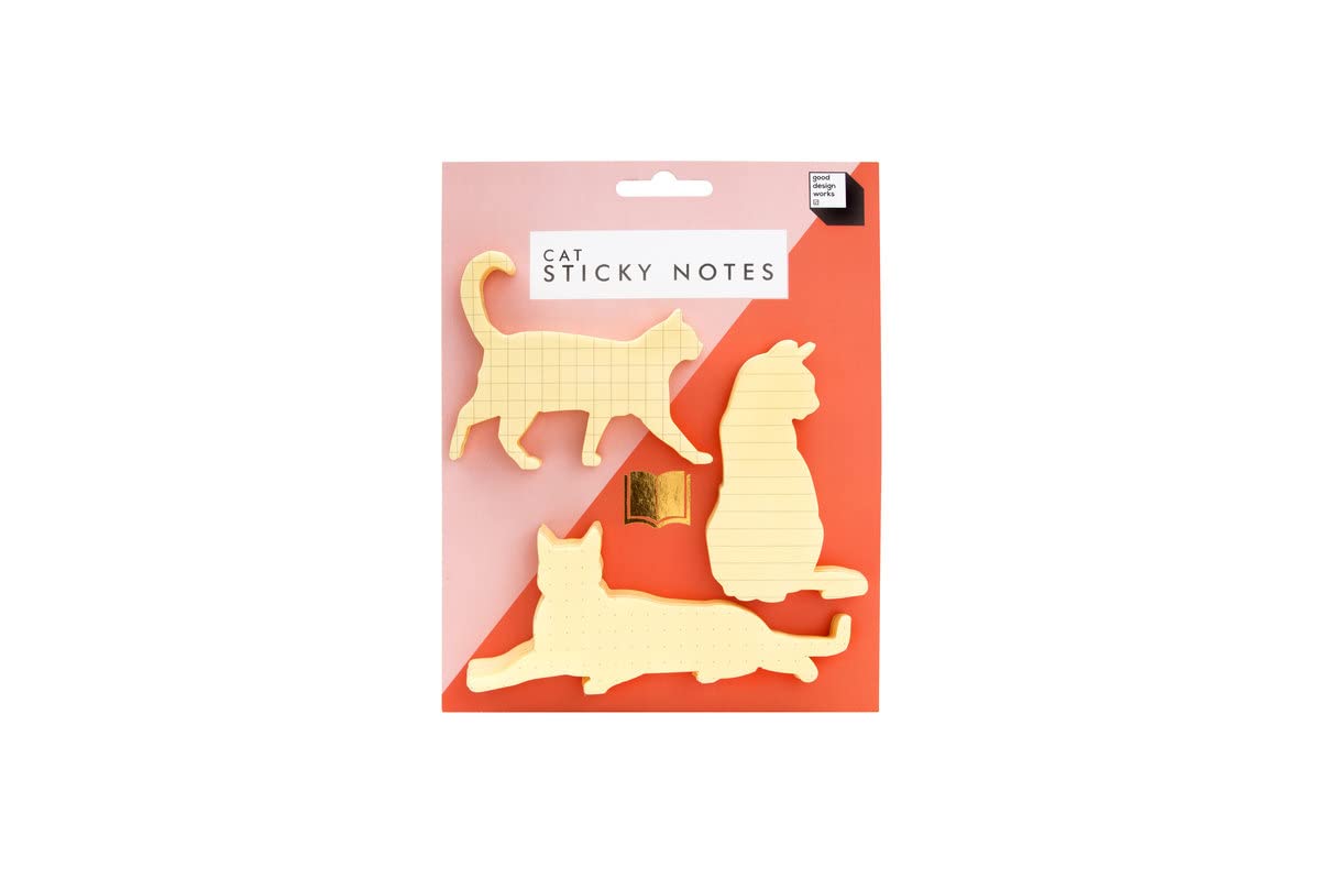 Good Design Cat Sticky Notes - Cat Gifts For Women - Office School Stationery & Home Desk Accessories - Novelty Sticky Pads - Desk Organiser - Teacher Gifts For Women - Dotted Lined Grid Notes