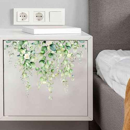 Green Plants Toilet Stickers -DIY Removable Waterproof Toilet Sticker-2 Sheets Leaves Flowers Toilet Lid Decals Self-Adhesive Plants Toilet Bathroom Cistern Decor 13.78x9.8in