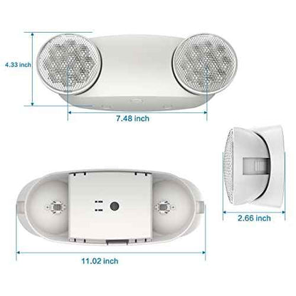 1 Pack Led Emergency Lights for Business, LED Emergency Exit Lights with Battery Backup, 2 Bug Eye Heads Adjustable Commercial Emergency Lighting Fixtures, UL 924 Certified.