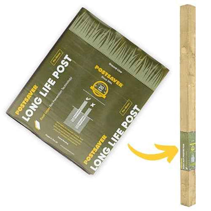 Postsaver Pro-Wrap & Tack | 16 ft Roll Cut to Size | Dual-Layer Rot Protector | Fence Post Protector | 20-Year Post Guarantee | Wood Protection| Fits Any Size Post (1)