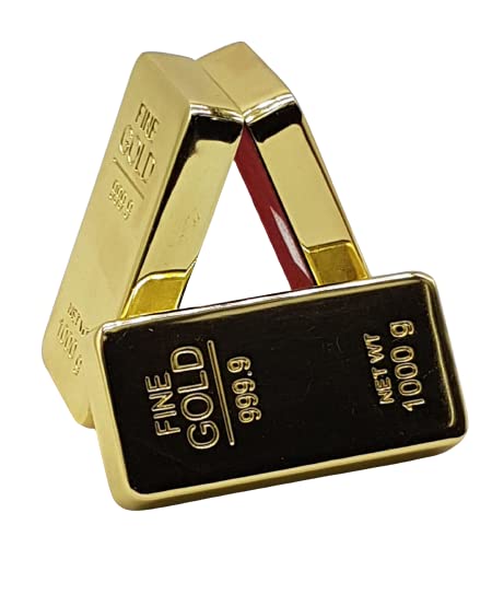ZAHEPA Pack of 3 Fake Gold Bar Paperweights for Office Desk – Luxury Gift for Men & Women, Stylish Birthday & Anniversary Present, Elegant Jewelry Shop Decor (3.15" x 1.57" x 0.39")