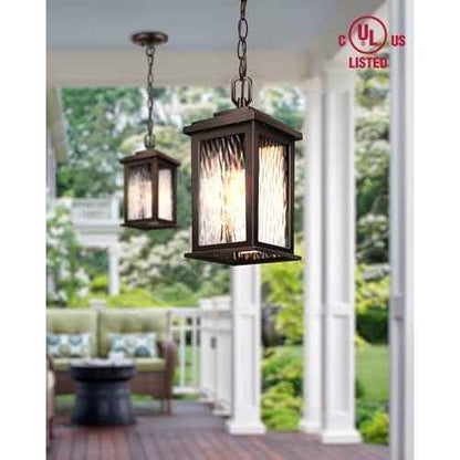 VIANlS Oil Rubbed Bronze Outdoor Pendant Light, 1 Pack Outdoor Chandelier for Porch, Hanging Outside Lights Lantern with Adjustable Chain, Anti-Rust ORB Porch Lights Exterior Ceiling Fixtures