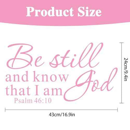 Be Still and Know That I am God Psalm 46:10 Wall Decal Pink Bible Scripture Vinyl Stickers Removable Religious Art DIY Inspirational Quotes Sticker Mural for Bedroom Living Room Home Decoration