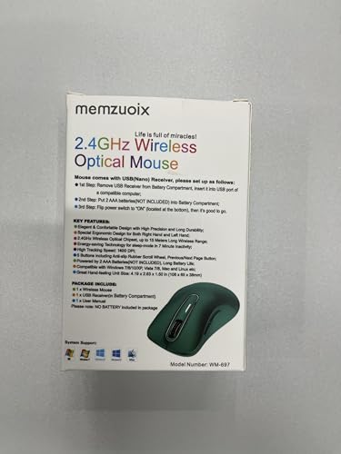 memzuoix 2.4G Wireless Mouse, 1400 DPI Mobile Optical Cordless Mouse with USB Receiver, Portable Computer Mice for Laptop, PC, Desktop, MacBook, 5 Buttons, Red