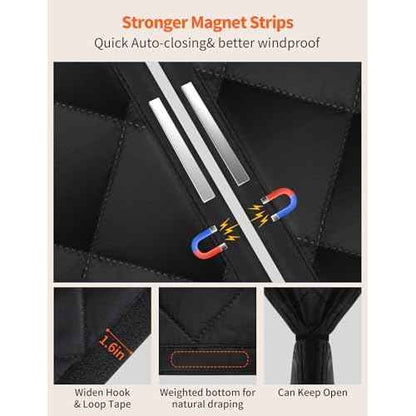 Magnetic Thermal Insulated Door Curtain for 38"x 82" Doors, Visible Door Cover for Heat Insulation, Magnetic Closure Thick Blanket for Doorway to Keep Warm in Winter Cool in Summer