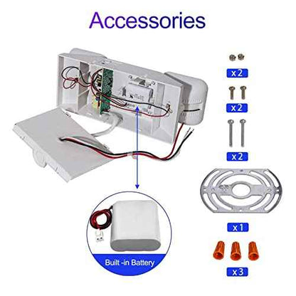 GZRUIYANG LED Emergency Lights with Battery Backup, Commercial Emergency Light Fixtures for Business Home Power Failure Emergency Exit Sign Lighting with 1.0 Meter Plug, Adjustable Square Head