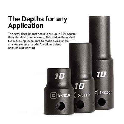 Capri Tools 3/8 in. Drive 10 mm Semi-Deep Impact Socket