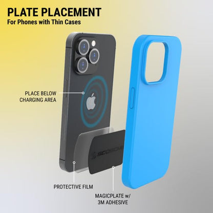 Scosche MAGRKI MagicMount Replacement Metal Plate Kit for Phone, Metal Plates for Magnetic Mount Cell Phone Holder for Car, Universal with All Devices and Phone Case, Black