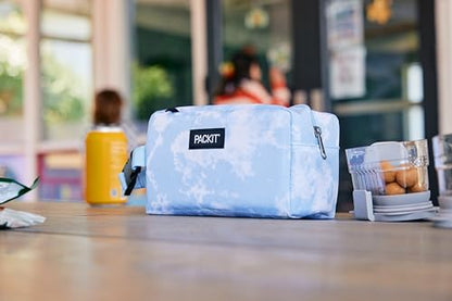 PackIt® Freezable Snack Box, Checked Out, Built with ECOFREEZE Technology, Collapsible, Reusable, Zip Closure with Buckle Handle, Designed For Work Snacks, Fresh Snacks On the Go, Adults, and All Ages