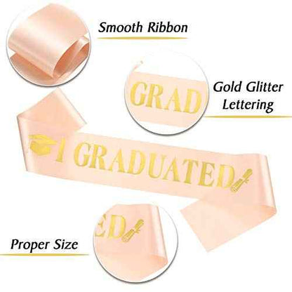 Chuangdi 2024 Graduation Satin Sash Crown Tiara Kit 2024 Graduated Party Decorations Rhinestone Tiara