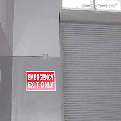 Emergency Exit Only Signs Stickers, 2 Pack 10x7 Inch ? Premium Self-Adhesive Vinyl Decal, Laminated for Ultimate UV, Weather, Scratch, Water & Fade Resistance, Indoor & Outdoor