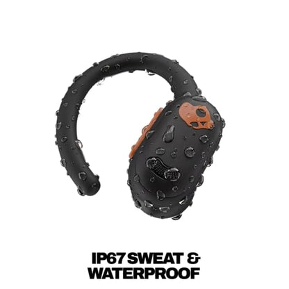 Skullcandy Push ANC Active Wireless Earbuds, Bluetooth Headphones, Noise Cancelling, 58 Hours Battery, Secure-Fit Over-Ear Hanger, Sweat and Waterproof, Microphone for iPhone Android - Black/Orange