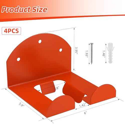 4 Pack Garage Organizer Trimmer Rack, Weed Eater Hanger for Garage Wall, Heavy Duty Power Tool Holder for Grass Trimmer, Weed Wacker, Hedge Trimmer, Garden Tools