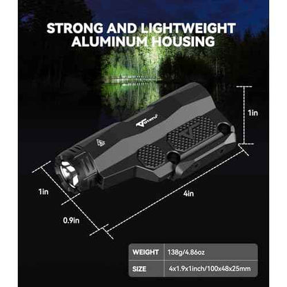 VOTATU ML50 Picatinny/Mlok Flashlight for Rifle, Max 2400 Lumens Weapon Light with Pressure Pad Switch, Rechargeable Flashlight and Tactical Strobe High/Low Mode