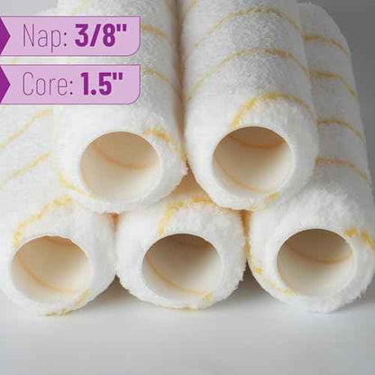Bates- Paint Roller Covers, 9" x 3/8", 6 Pack, Yellow Stripes, Covers for Paint Rollers 9 Inch, 9 Inch Paint Roller Covers, Paint Roller Cover, Paint Roller Covers 9 Inch, Large Paint Roller Covers