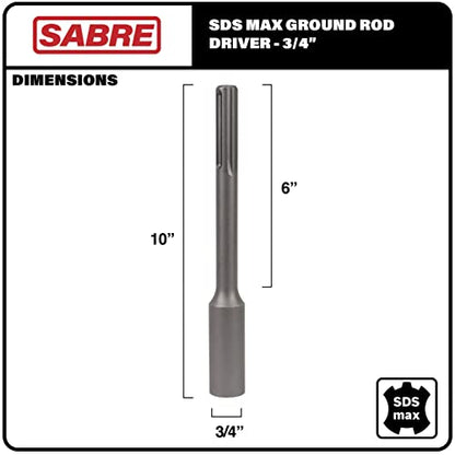 3/4 Inch SDS MAX Ground Rod Driver Bit for use with Rotary Hammer Drill (3/4" Ground Rod Driver)