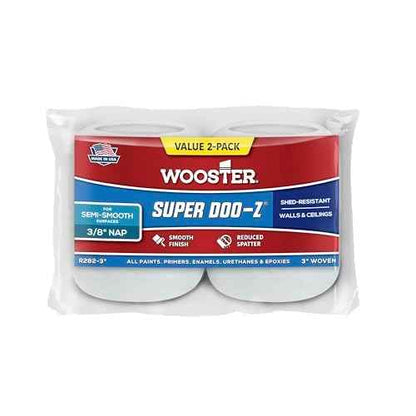 Wooster Brush R282-3 Deluxe Trim Roller, 2-Pack Refill, 3/8-Inch Nap, 3-Inch