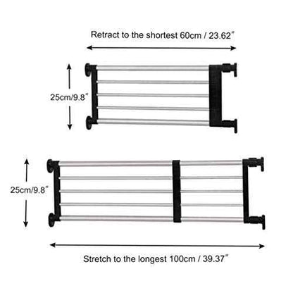 BAOYOUNI Expandable Closet Shelf Tension Rod Clothes Hanger Storage Rack Adjustable DIY Shelving Unit Cabinet Kitchen Bathroom Divider Separator Organizer, Black