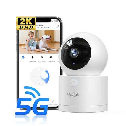 [5G & 2.4G] 2K Pan/Tilt Security Cameras for Home Security Indoor, AI Voice Change for 2-Way Talk, Motion Detection, 24/7 SD Recording/Cloud Storage, Baby Monitor/dog/Pet Camera with Phone App