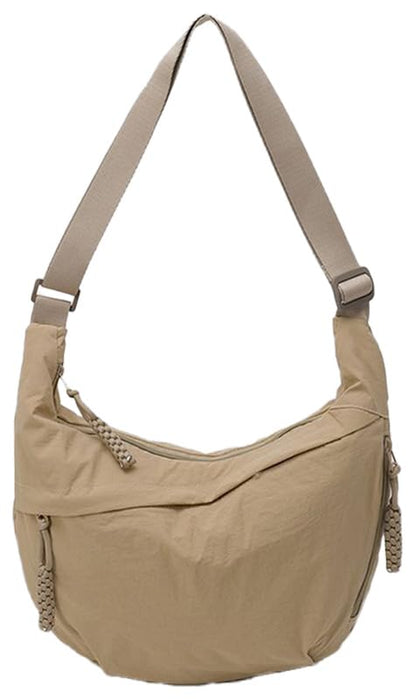 Nylon Crescent Crossbody Bag for Women Shoulder Tote Handbag Casual Sling Bag Dumpling Purse Bag for Outdoor Travel