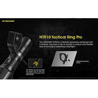 Nitecore NTR10 Tactical Clip-on Ring for Nitcore CI7, New P12, New P12R, P22R and i4000R, Black