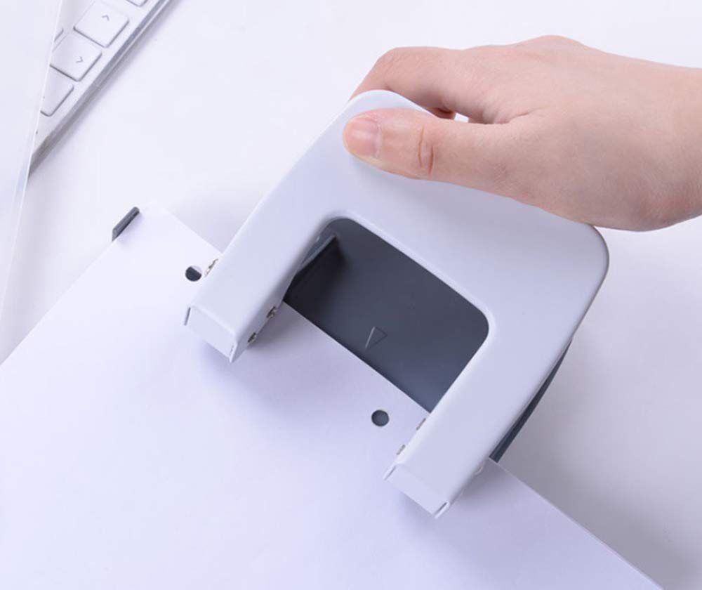 2 Hole Puncher,Round Hole Puncher Stationery 4x4 1/2",The Hole Spacing is 3.15",Squeeze 20 Sheets Capacity, Skid-Resistant Base,Manual Punching for Paper Chipboard,Thin Metal,Craft Paper-White