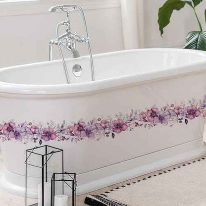 Romantic Purple-Pink Flower Vine Wall Stickers, sacinora Botanical Floral Art Peony Rose Daisy Wall Decals Removable Vinyl Peel and Stick for Living Room Bedroom Bathroom Kitchen Decoration
