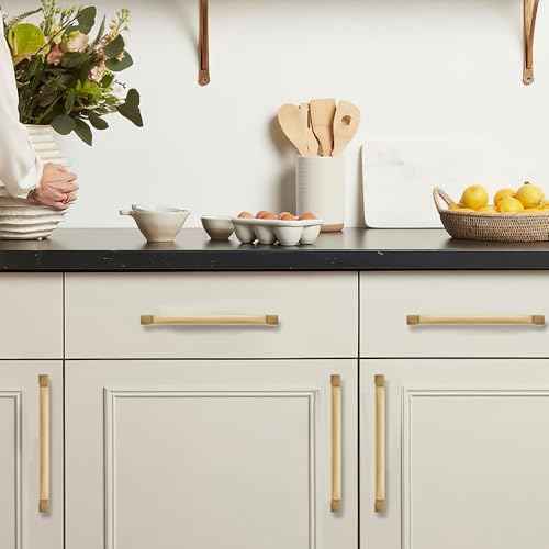 khtumeware 10-Pack 5 Inch Square Champagne Bronze Cabinet Pulls,Honey Bronze Solid Zinc Alloy Heavy-Duty Handles for Kitchen/Bathroom Cabinets, Drawers & Cupboards (5 Inch Center to Center)