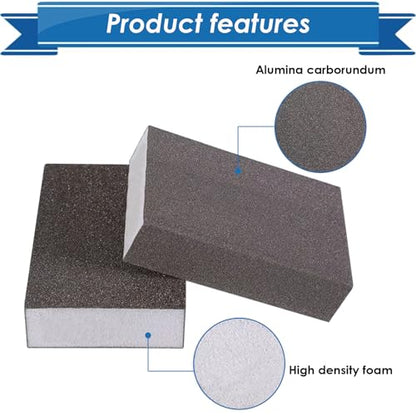 6Pcs Sanding Sponge 120 Grit Sanding Block Washable and Reusable for Wood, Metal, Wall Polish