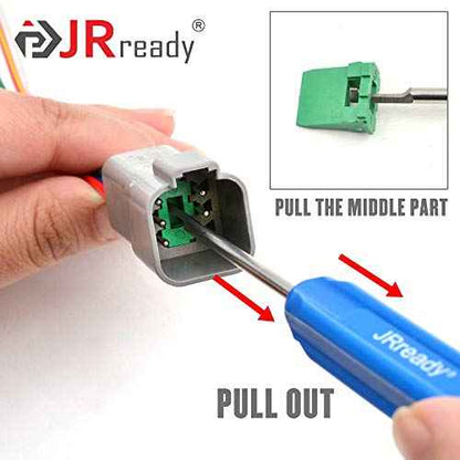 JRready DT series Solid contacts Pin removal tool DRK-RT1, Deutsch Connector Removal Tool, 90 Degree Hook+ Standard Flat Head Screw Driver, suitable for DT, DTM, DTV, DRB, DRCP and STRIKE connectors