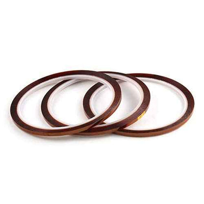 E-outstanding 3pcs 1/8" Tawny Polyimide Single Silicone Adhesive Tape 3mmx33m High Temperature Resistant Tape for Masking, Welding, PCB Gold Finger Protection, Electronic Adhesive Insulation