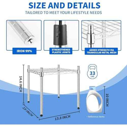 Simple Deluxe 1-Tier Shelving Unit, 15" W x 15" D x 13.8" H Wire Metal Storage Rack, Chrome