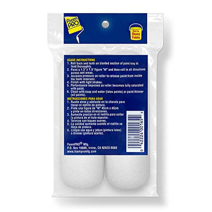 FoamPRO 163-P, 165-5 | 4” Fine Finish Foam Roller Refills (5 Pack) | Foam Paint Roller Covers | Home Painting Supplies & Paint Tools