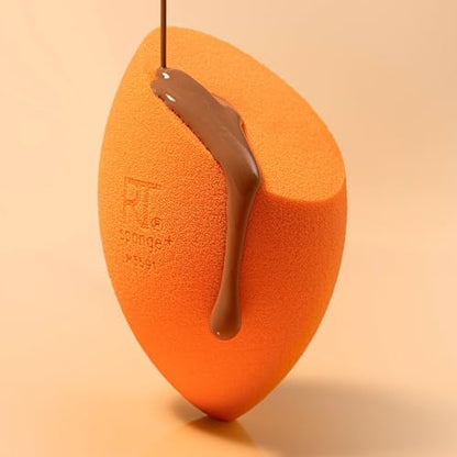 Real Techniques Miracle Complexion Sponge, Makeup Blending Sponge, For Liquid & Cream Foundation, Offers Light To Medium Coverage, Natural, Dewy Makeup, Orange Sponge, Latex-Free Foam, 1 Count