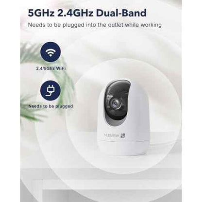 Indoor Security Camera 2K, Pet Camera with Phone App, WiFi Cameras for Home Security Camera for Dog/ Baby Monitor/Elder Pan Tilt, 5/2.4GHz, 24/7, 2-Way Talk, Human Detection, Motion Tracking, Cloud