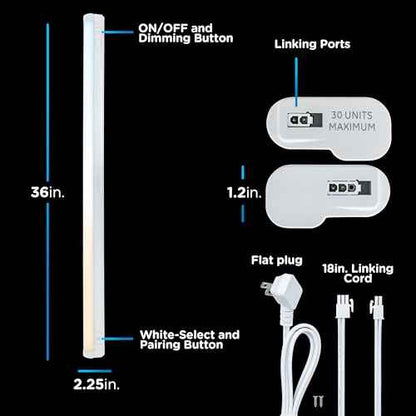 Enbrighten 36 inch Plug-in Under Cabinet Lights, 2386 Lumens, Five White Settings from (2700K-6500K), Full Range Dimmable, One-Touch Sync Control, Linkable Under Counter Lights for Kitchen 82788-T1