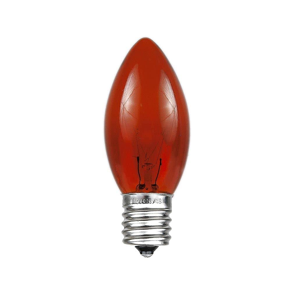 Novelty Lights Incandescent Christmas Replacement Bulbs - Indoor/Outdoor Individual Bulbs for Christmas Tree, Display, & More - C9/E17 Intermediate Base, 7 Watt Lights (Orange, 25 Pack)