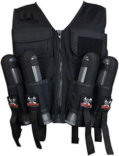 Lightweight Tactical Paintball Vest - Holds 4 Pods & 90ci Tank | Adjustable Fit