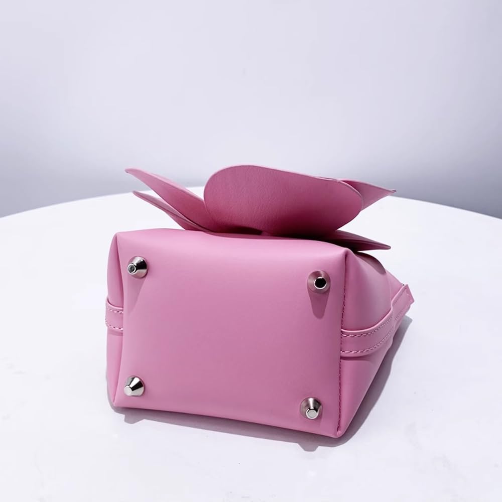 CUXVA Mini Flower Evening Purse Bridal Clutch for Wedding PU Leather Evening Handbag with Chain Wedding Party Prom Crossbody Purses