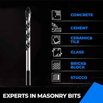 1/4" Concrete Drill Bit & Masonry Drill Bit Set(10PCS), Carbide Tip Drill Bit Set for Tile, Brick, Cement, Concrete, Glass, Plastic, Cinder Block, Wood etc by amoolo