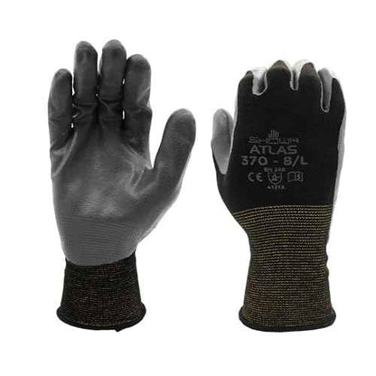 SHOWA Atlas 370 Nitrile Palm Coated General Purpose Work Gloves with Nylon Liner, Black, Medium (12 Pair)