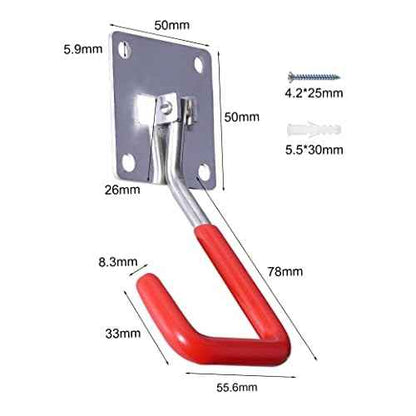 HAISHINE Garage Hooks, 8 Pack Adjustable Hooks for Wall Storage, Stainless Steel Heavy-Duty Utility Hooks with Anti-Slip Coating Organizing for Chainsaws, Bike, Garden Tools(Screws and Dowels Include)