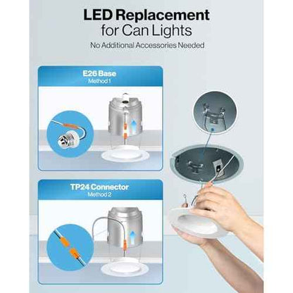 Sunco 6 Pack Recessed Lighting 6 Inch, Retrofit Can Lights, 965LM, 13W (75W Equivalent), Selectable CCT 2700K/3000K/3500K/4000K/5000K, Dimmable, Baffle Trim, Damp Rated UL