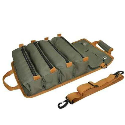 Tool Bag Roll Up, Bag Tool Organizers, Small Tool Bag W/Detachable Pouches, Heavy Duty Tool Organizer for Men Women(Green)