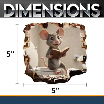 Mouse on Toilet Novelty 3D Wall Decal Sticker, Size 5 inches