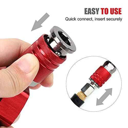 3-Way Air Manifold 4 Ports Aluminum Industrial Flat Hex Quick Connect Air Hose Splitter with 3 Steel Couplers and 1/4" Male NPT Plug